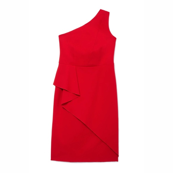 Jason Wu X ELOQUII Asymmetrical Red One Shoulder Dress - Picture 2 of 10